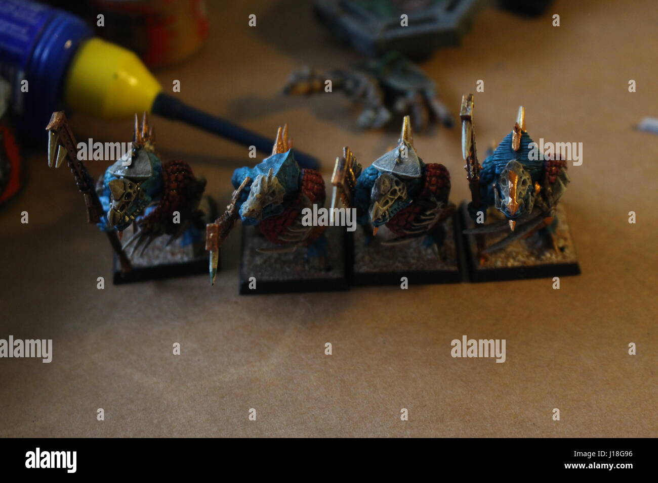 Warhammer figurines used to battle other warhammer armies Stock Photo