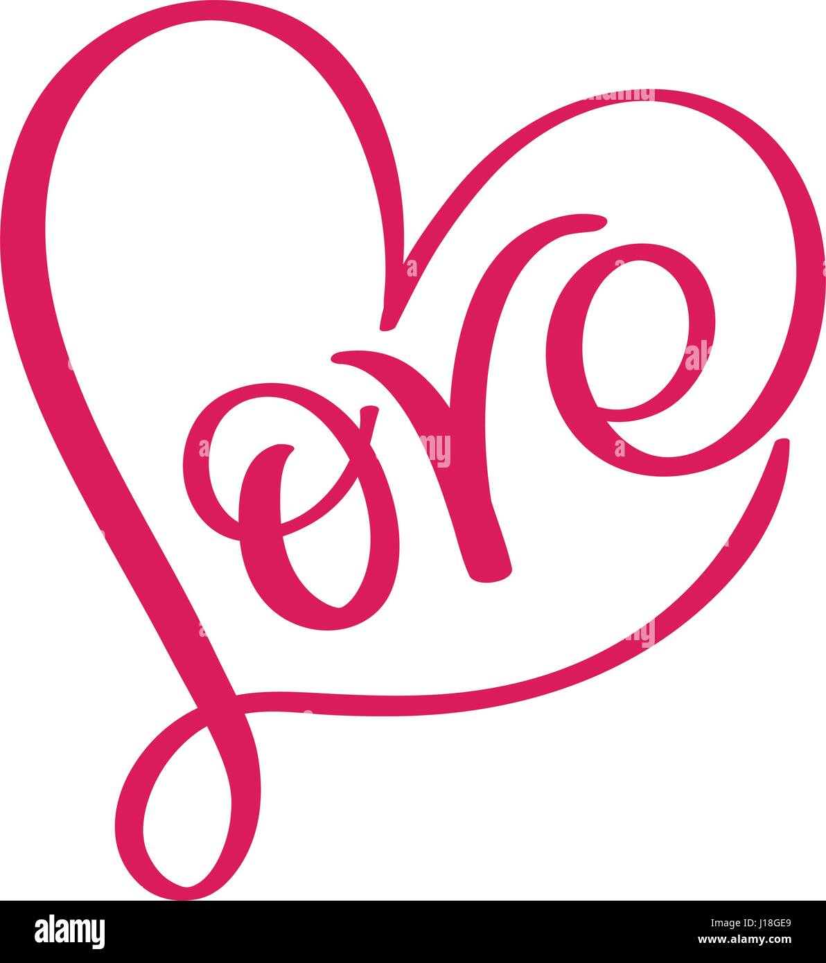 Love word in red heart. Vector calligraphy and lettering EPS10 Stock Vector  Image & Art - Alamy