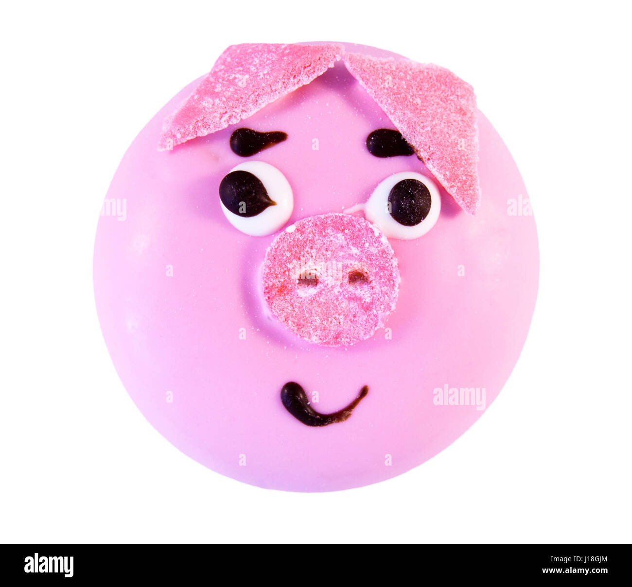 Biscuit with pig face isolated on a white background Stock Photo