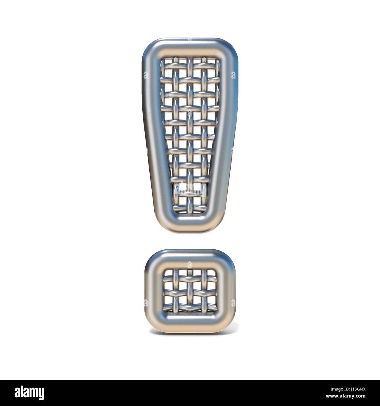 Outlined metal wire mesh font EXCLAMATION MARK 3D render illustration ...