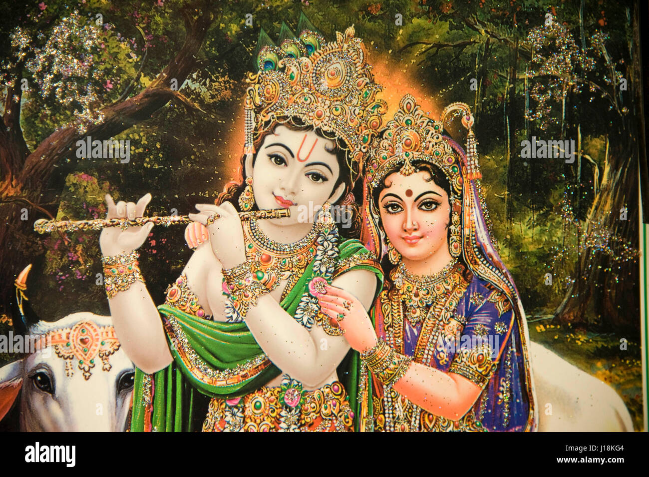 Radha krishna painting, vrindavan, uttar pradesh, india, asia Stock Photo