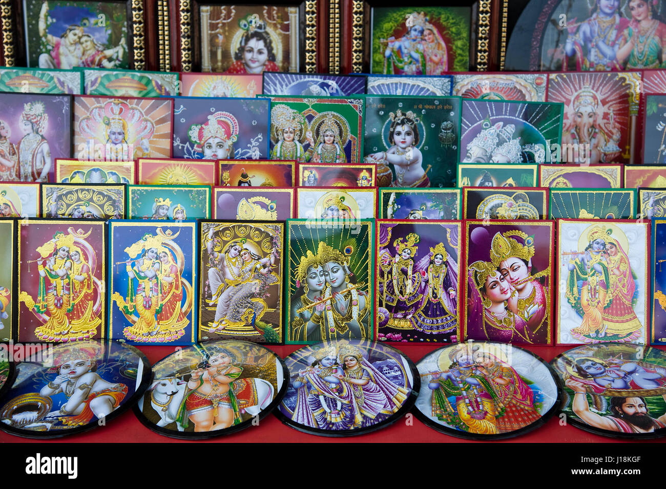 Radha krishna photos stall, mathura, uttar pradesh, india, asia Stock Photo