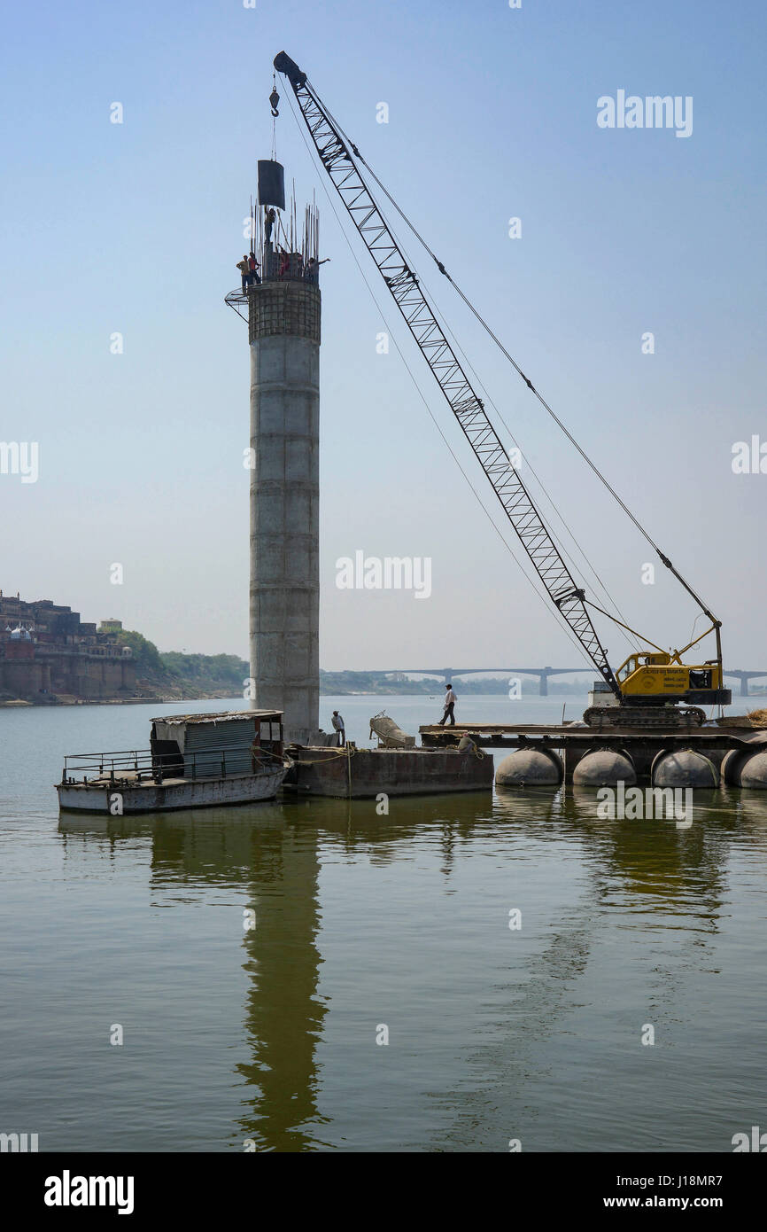 Bridge under construction, varanasi, uttar pradesh, india, asia Stock