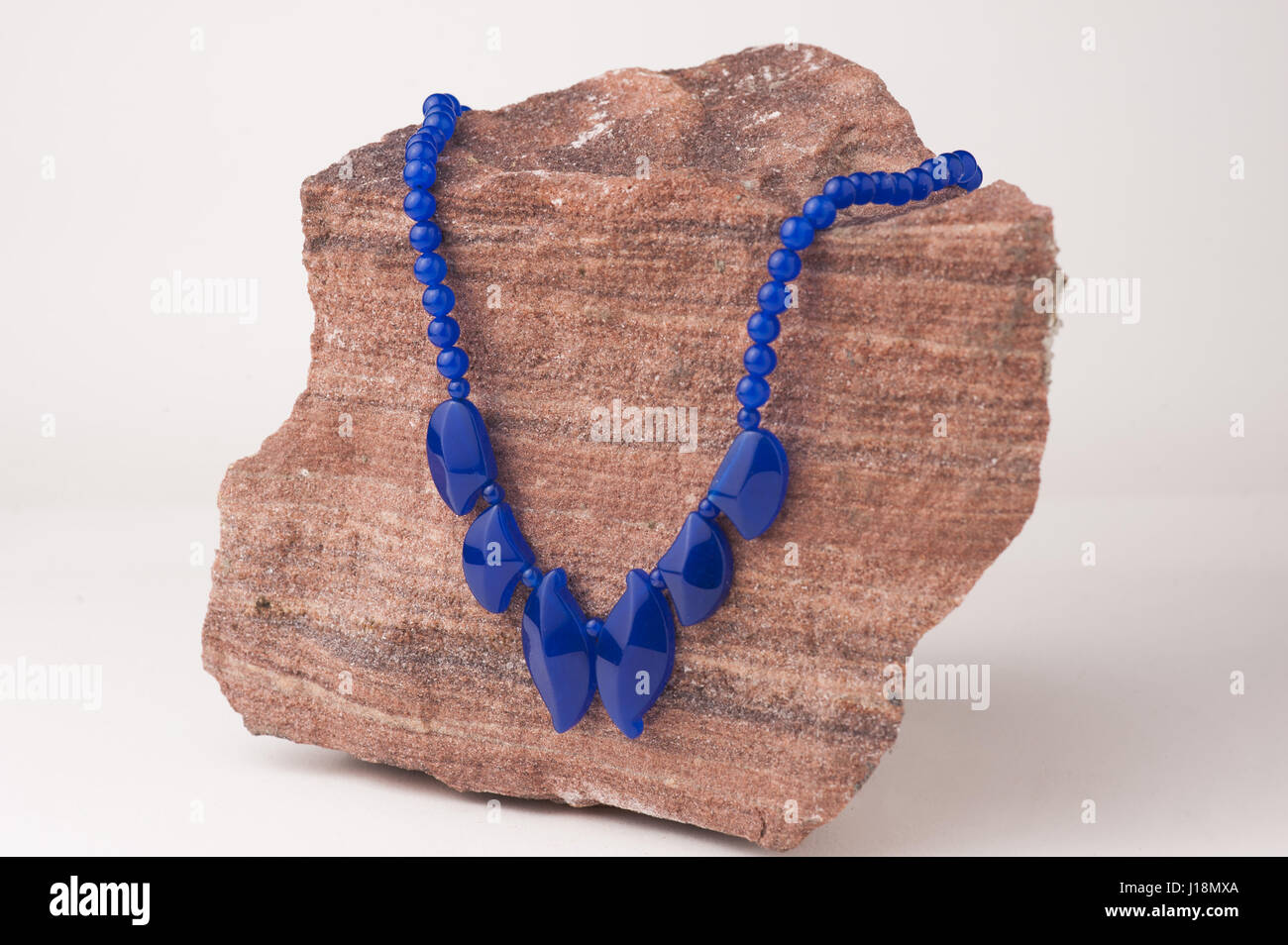 Rough navy blue stone necklace, india, asia Stock Photo