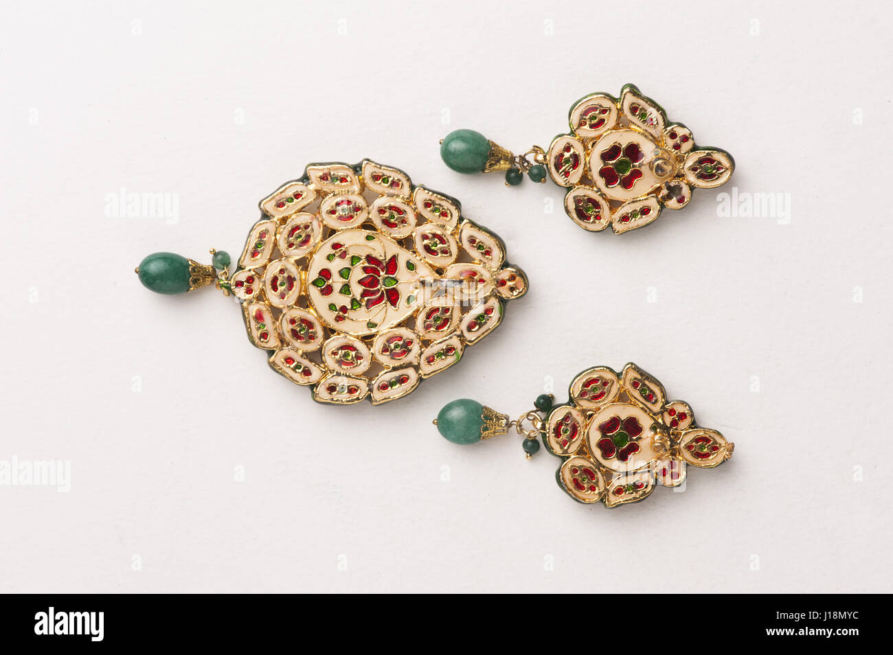 Earrings and pendant, india, asia Stock Photo
