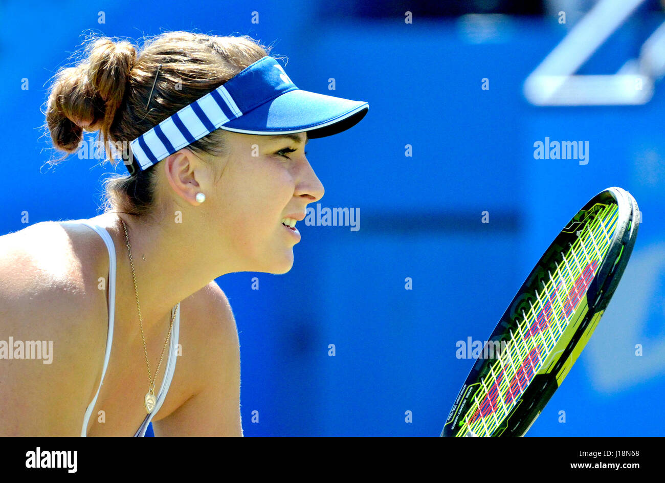 Belinda Bencic (Switzerland) playing at Eastbourne 2015 Stock Photo Alamy