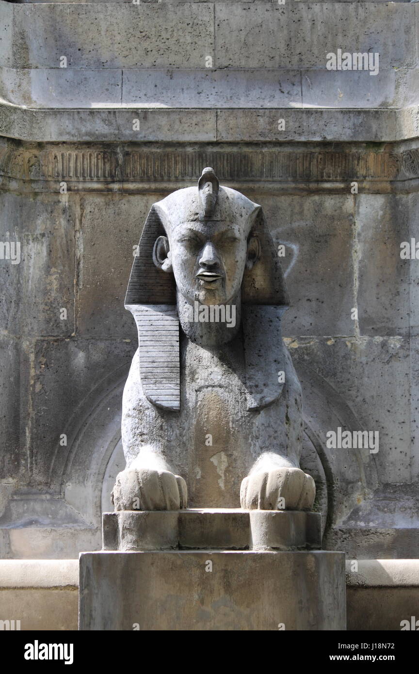 Sphinx statue in Fontaine du Palmier, Paris, France Stock Photo