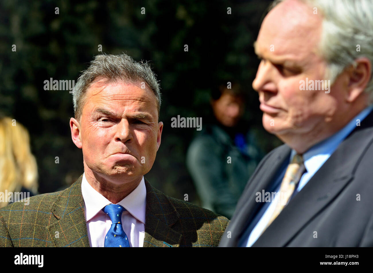 Peter Whittle (UKIP deputy leader) on College Green, Westminster 18th April 2017 shortly after a general election was announced. With Adam Bolton (Sky Stock Photo