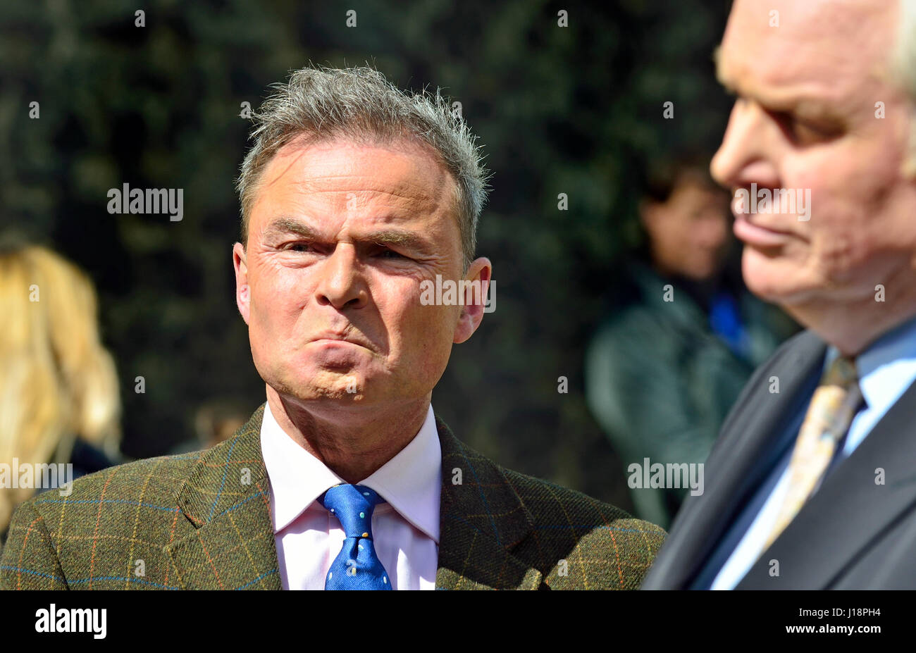 Peter Whittle (UKIP deputy leader) on College Green, Westminster 18th April 2017 shortly after a general election was announced. With Adam Bolton (Sky Stock Photo