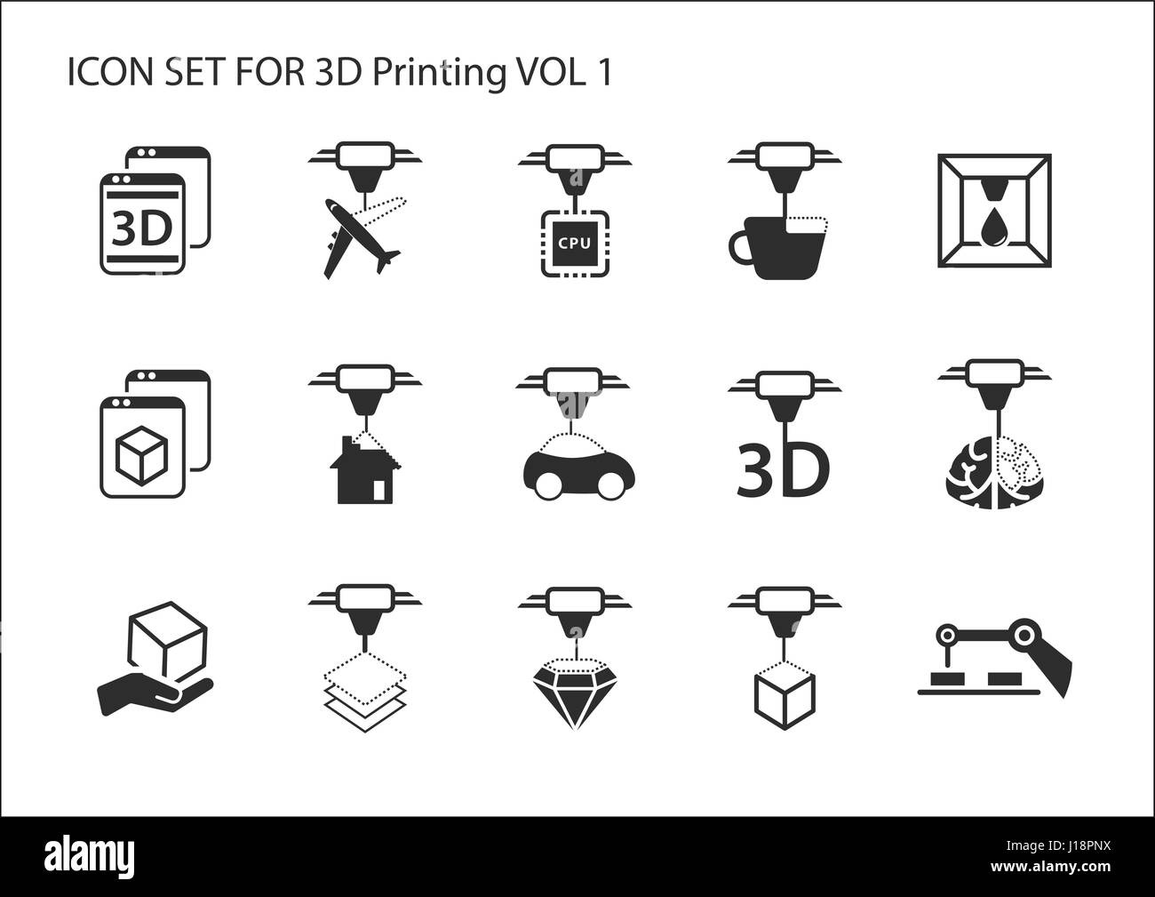 3D Printing concept icon set with various symbols Stock Vector Image & Art  - Alamy