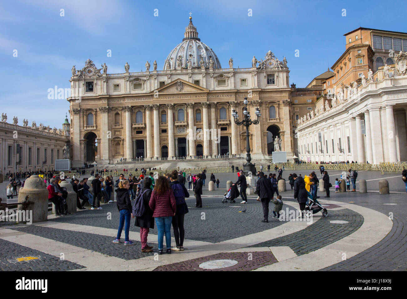 St. Peter's Square and Basilica in Vatican City, the papal enclave in Rome, Italy. Stock Photo