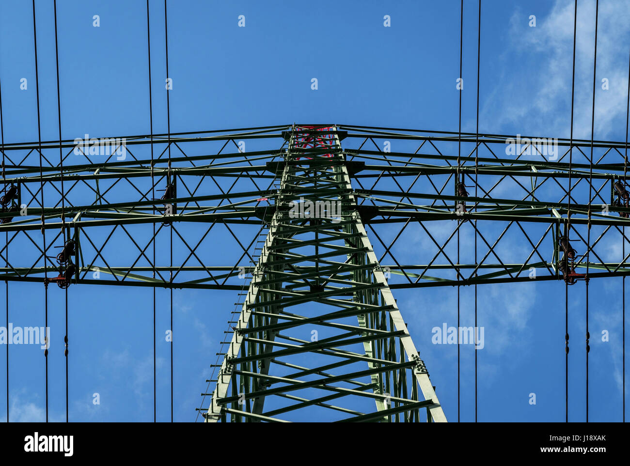 Overhead line mast or transmission tower from a slightly different view Stock Photo