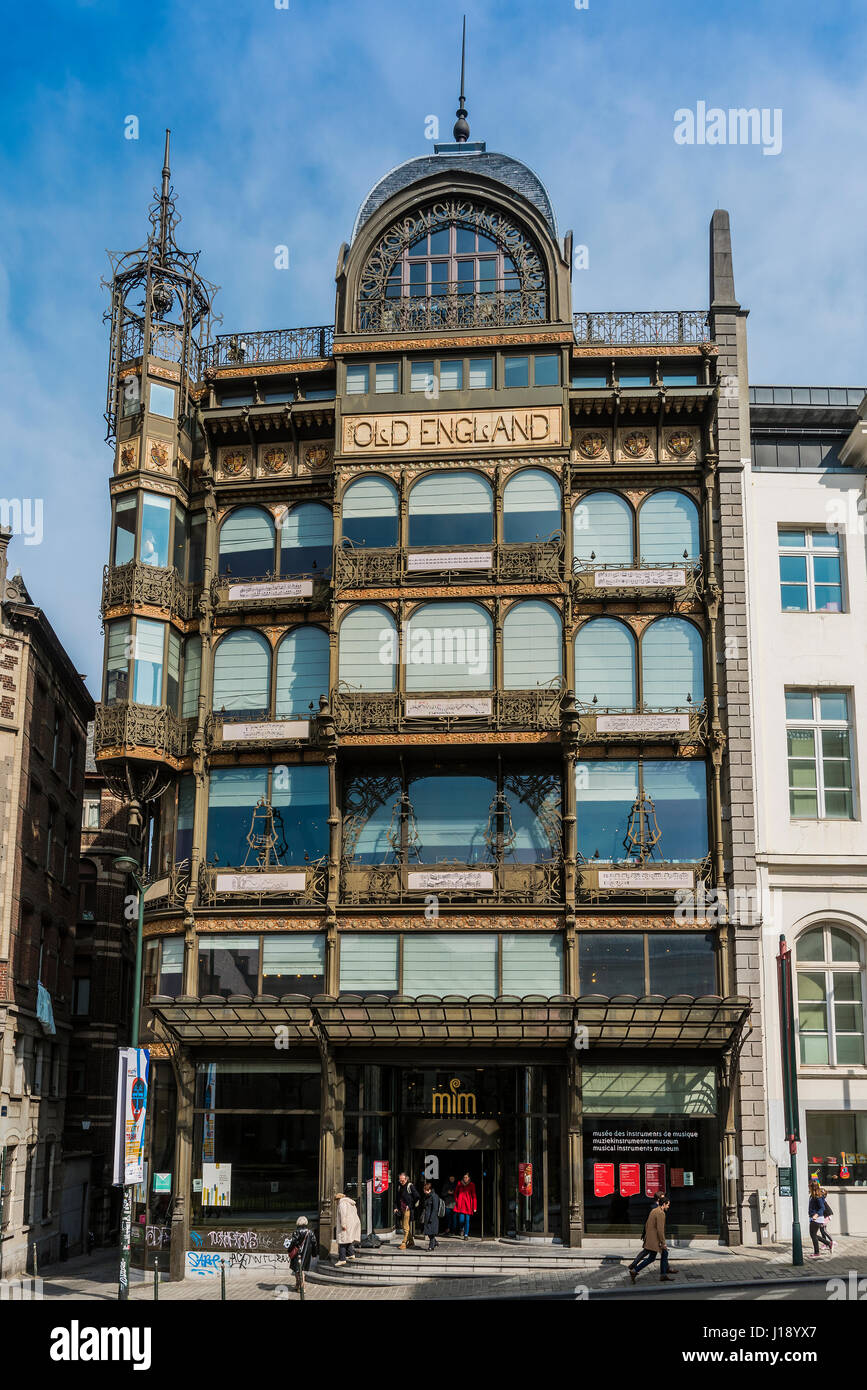 Exterior view of the art nouveau style Old England building, Brussels, Belgium Stock Photo