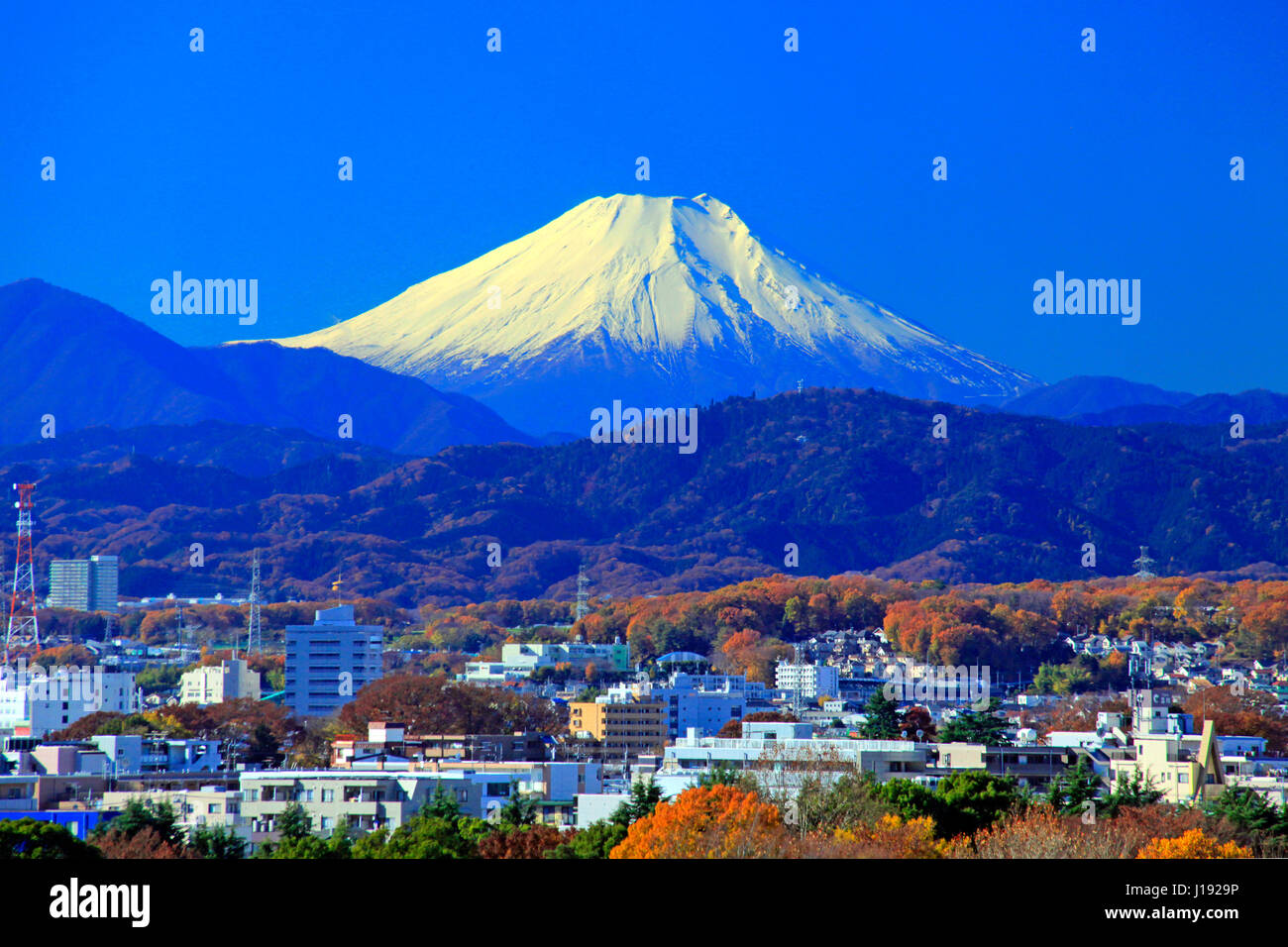 Mount Fuji View from Tachikawa city Tokyo Japan Stock Photo