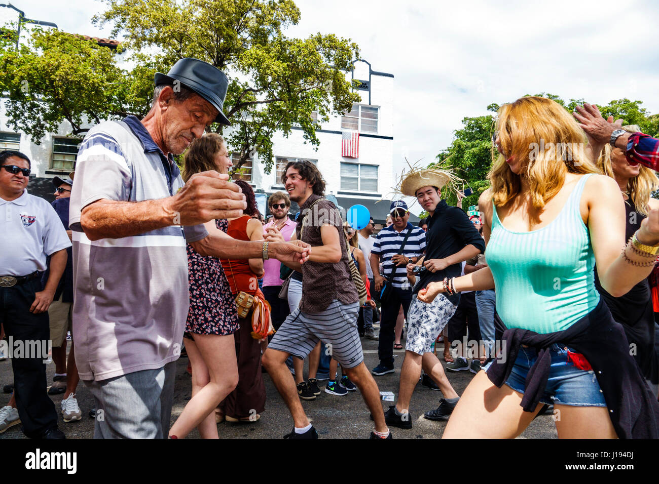 Miami Florida,Little Havana,Calle Ocho Carnaval Miami,annual street festival,carnival,ethnic celebration,Hispanic Latin Latino ethnic immigrant immigr Stock Photo