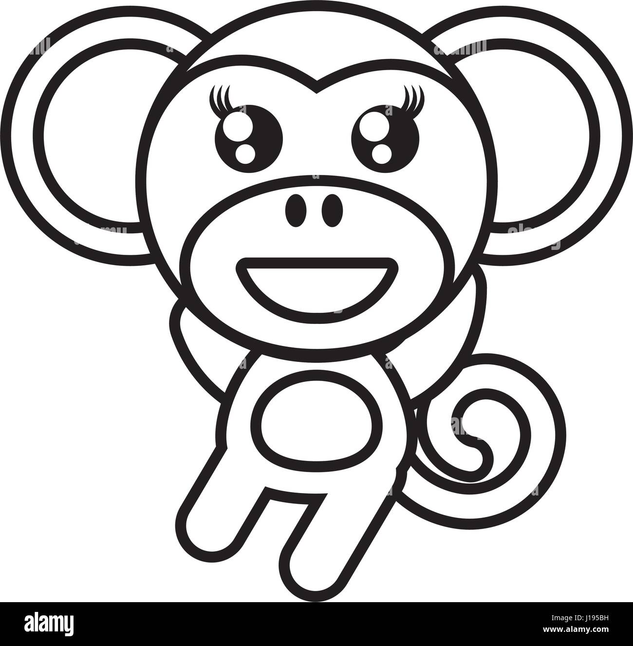 Cute Monkey Drawing Stock Illustration - Download Image Now - Africa,  Animal, Animal Wildlife - iStock