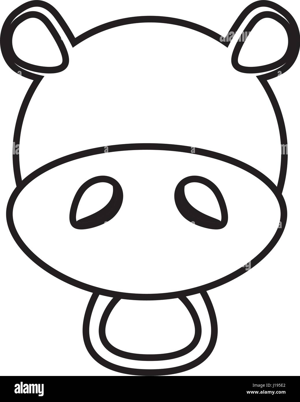 outline hippo head animal Stock Vector