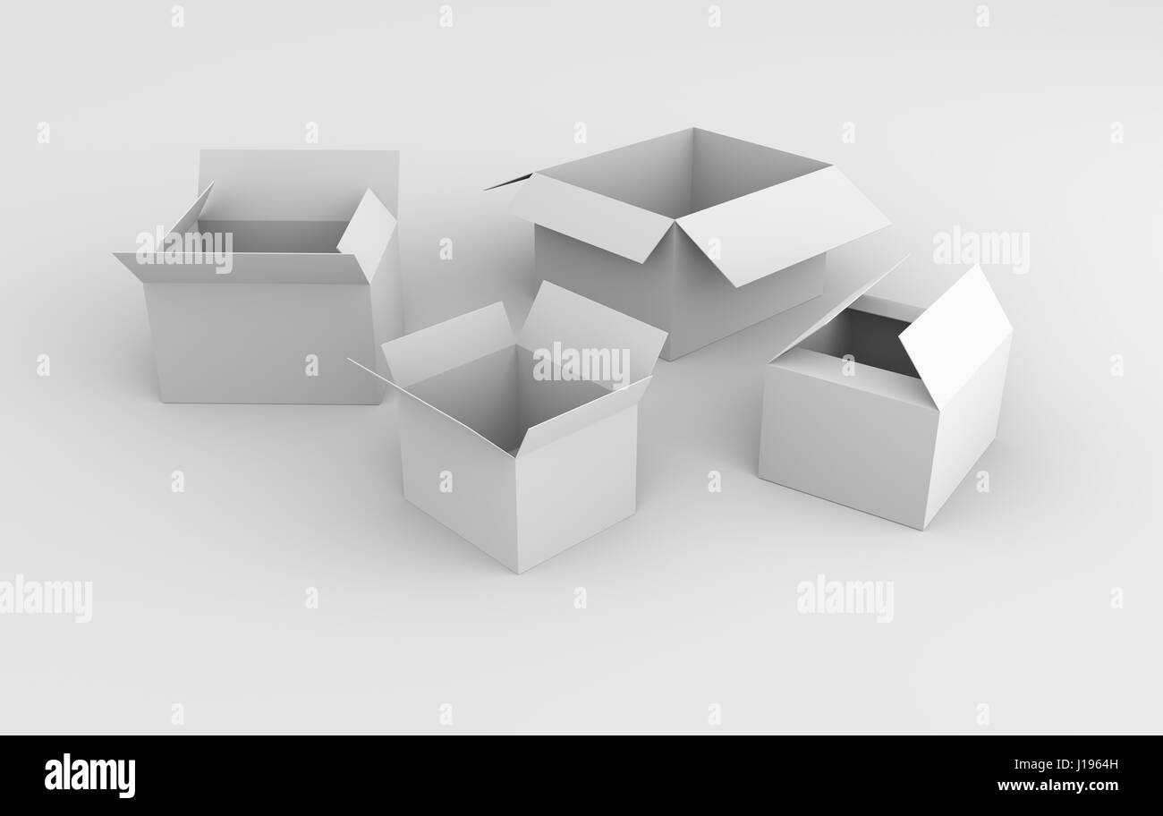 Many white 3d boxes. Stock Photo