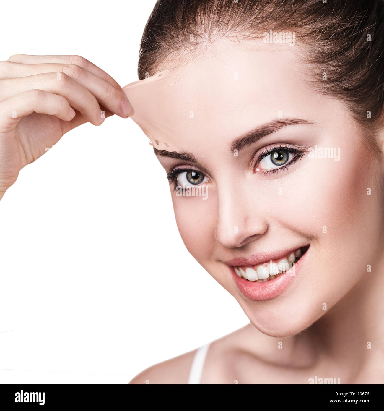 Woman remove her old dry skin from face Stock Photo Alamy