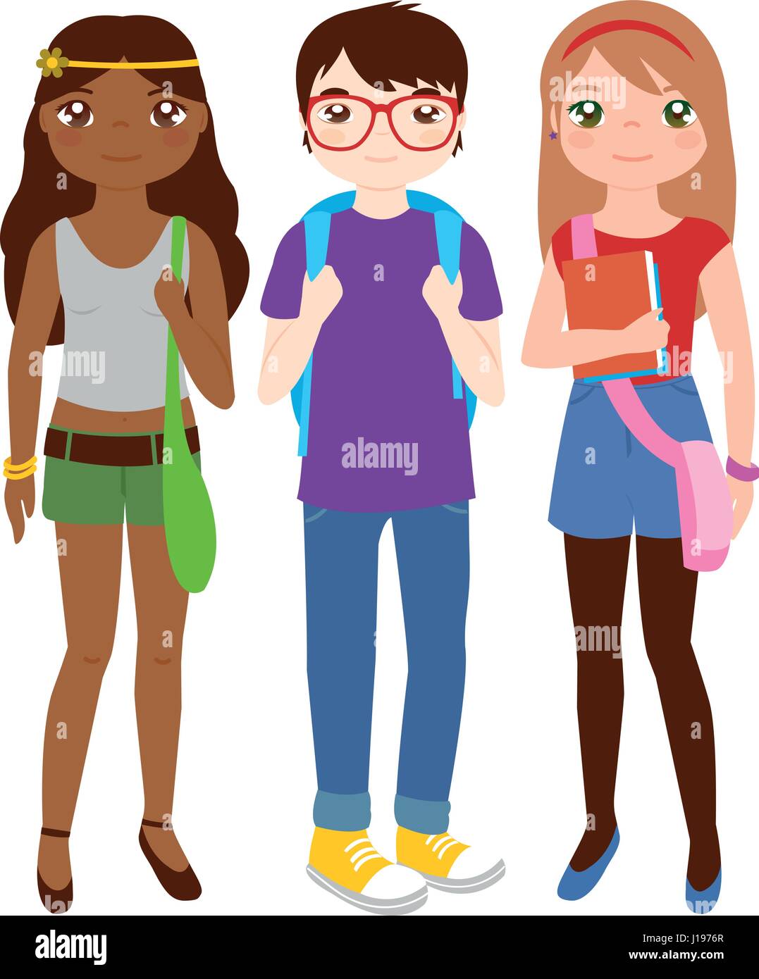 Group of teenager students Stock Vector