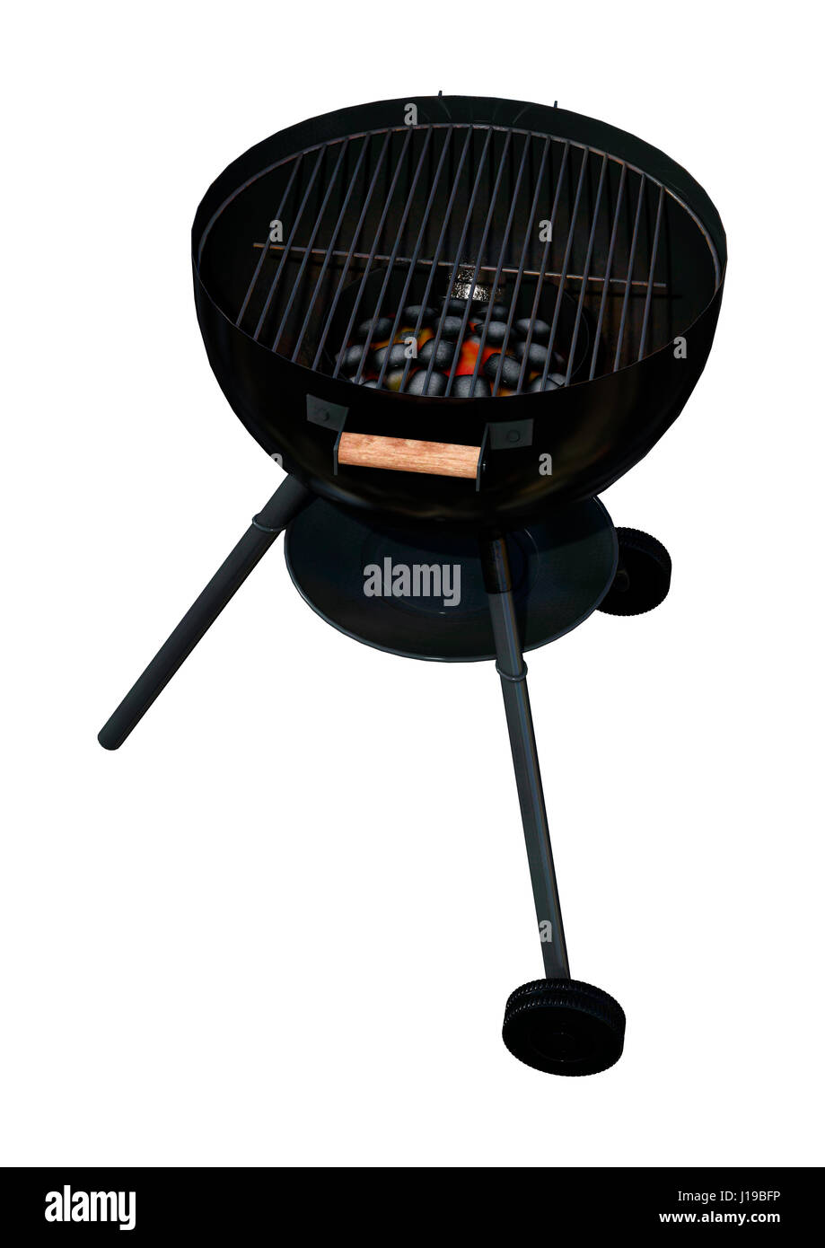 3D rendering of a kettle barbecue grill isolated on white background