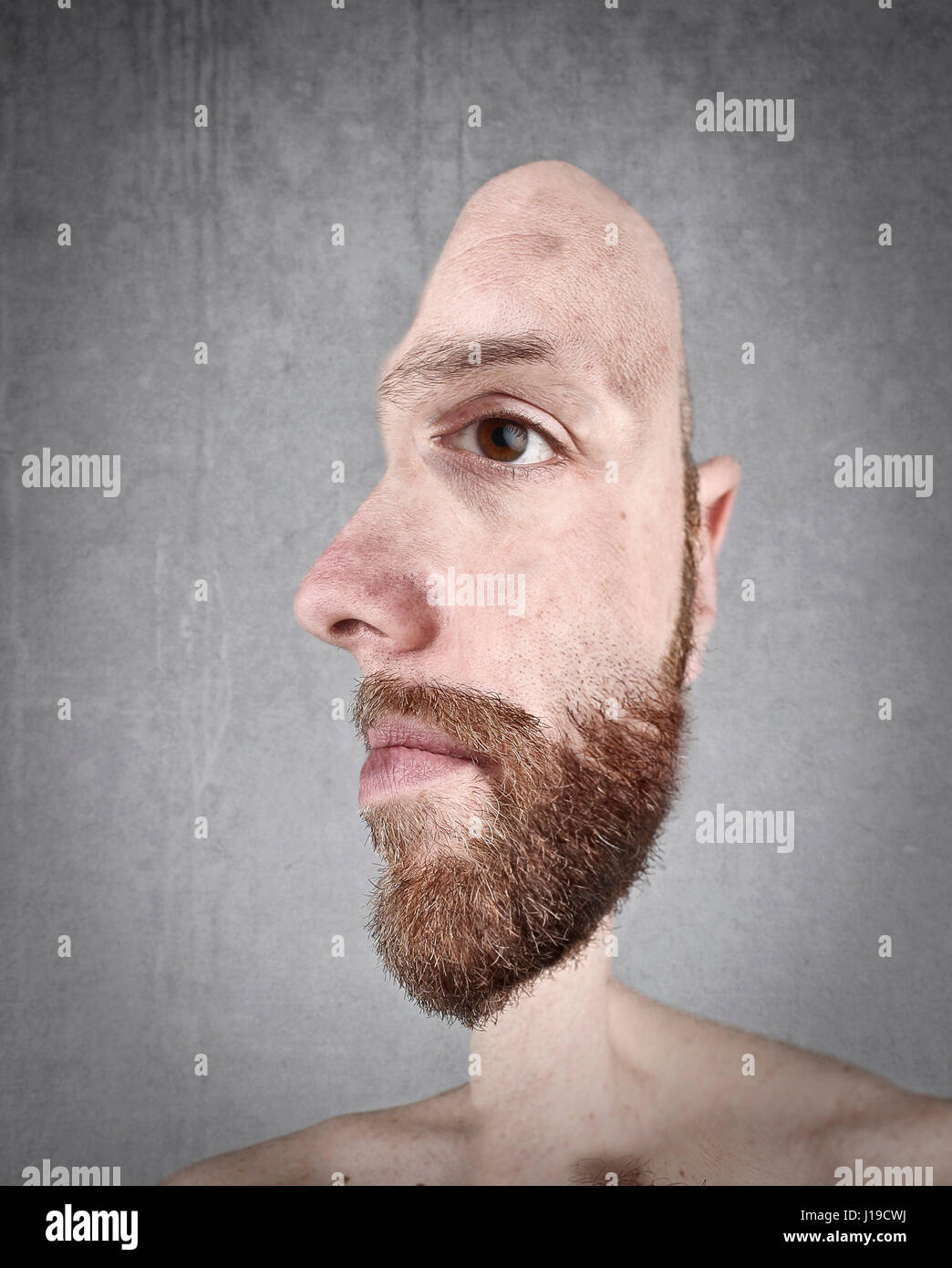 Man from front and profile Stock Photo