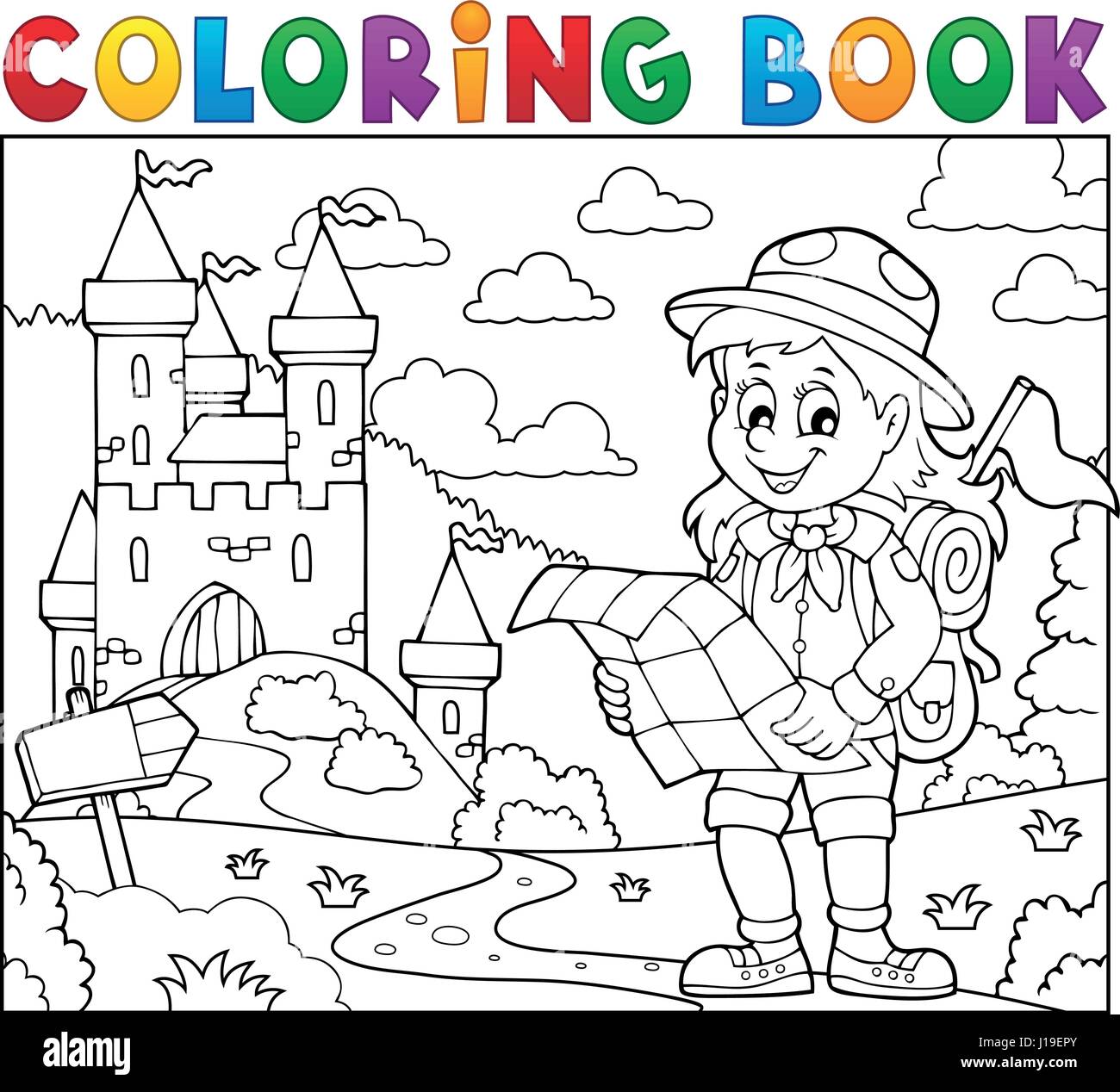 https://c8.alamy.com/comp/J19EPY/coloring-book-scout-girl-theme-3-eps10-vector-illustration-J19EPY.jpg