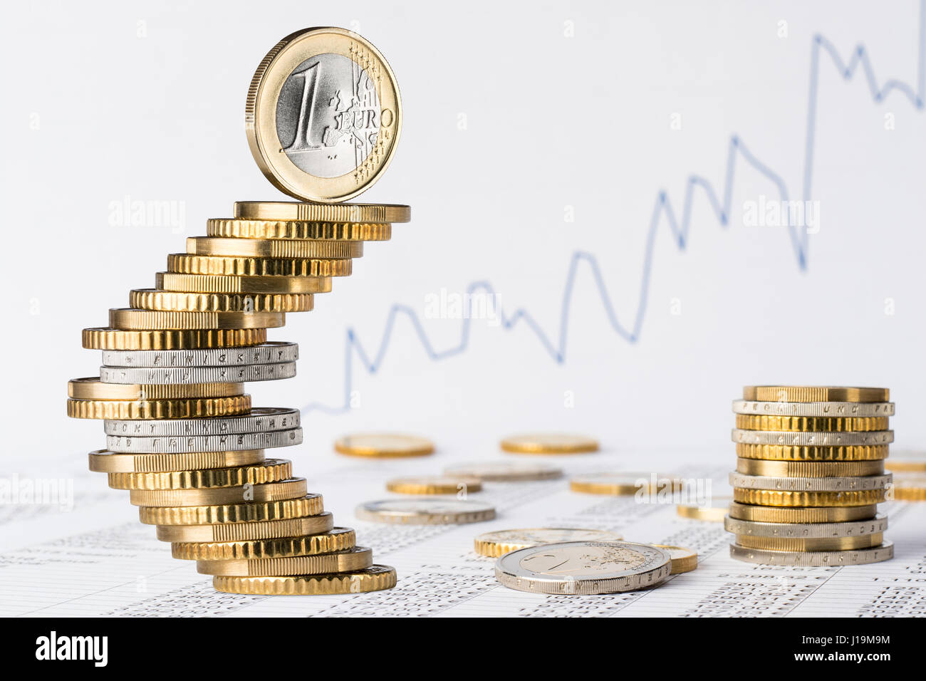 finance business accounting stock background with stack of euro coins ...