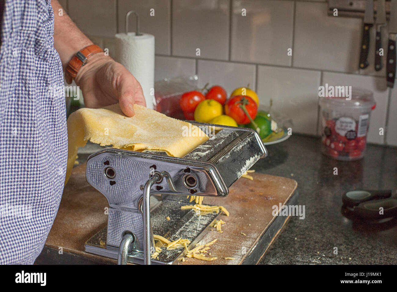Making pasta at home with pasta machine Stock Photo Alamy
