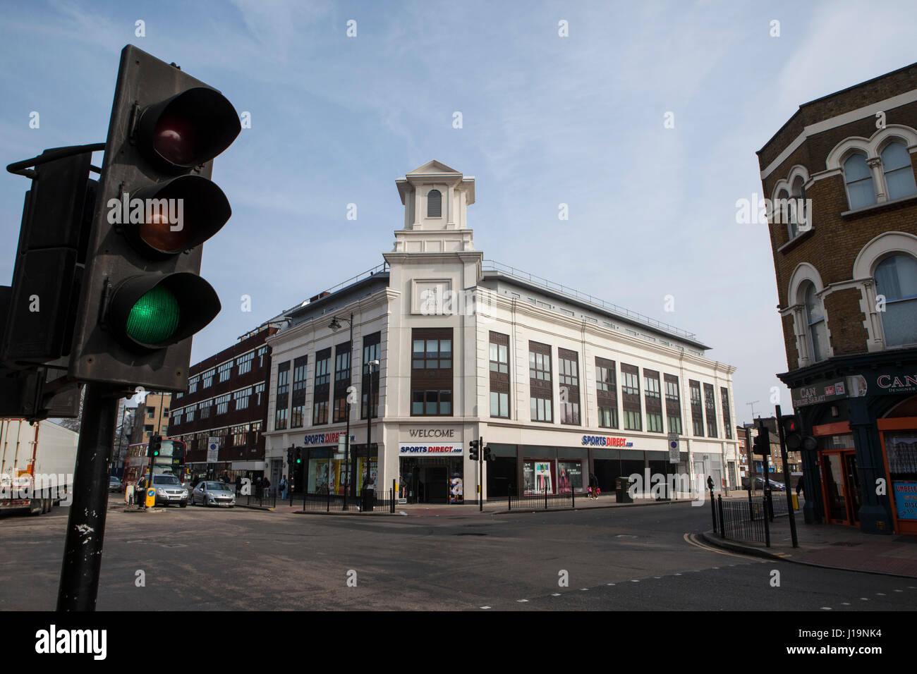 The Co-Op Building in Tottenham which was burned down during the London Riots of 2011. Now rebuilt and it houses a Sports Direct department store. It  Stock Photo