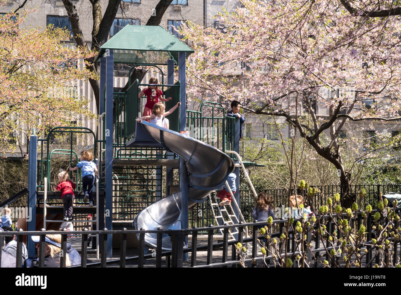 James Michael Levin Playground in Central Park at Springtime, NYC, USA