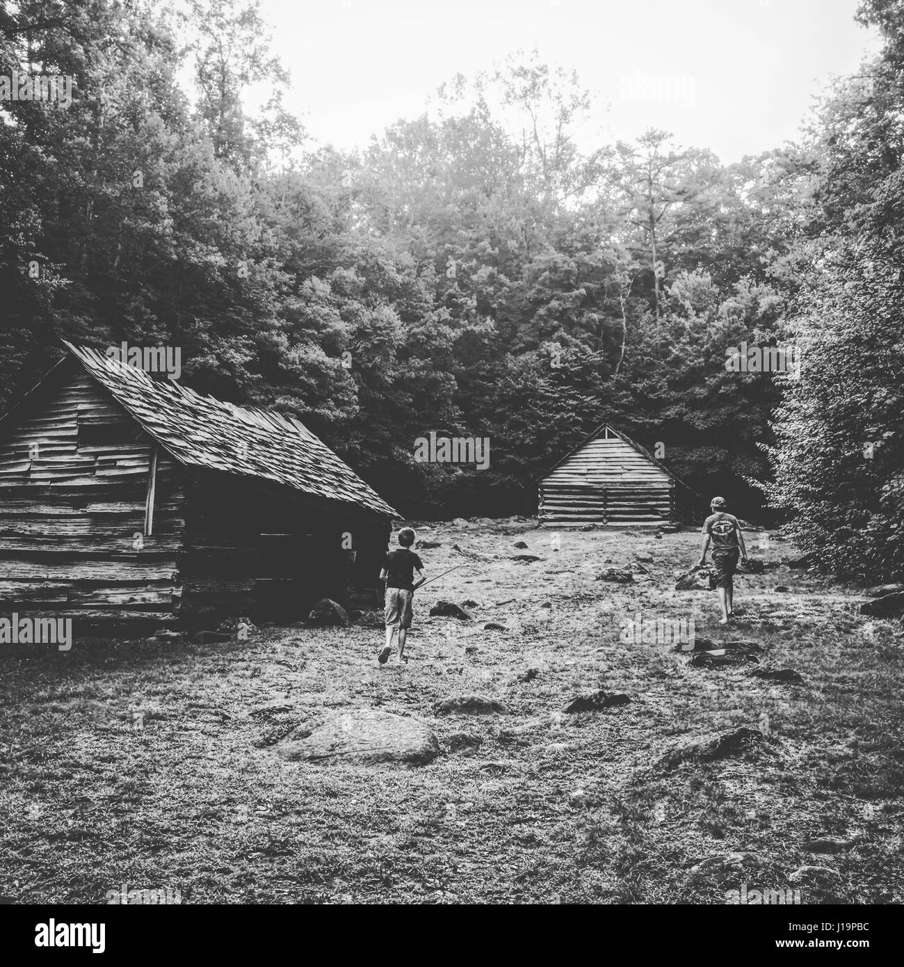 Smoky Mountain Black And White Cabins Stock Photo 138512736 Alamy