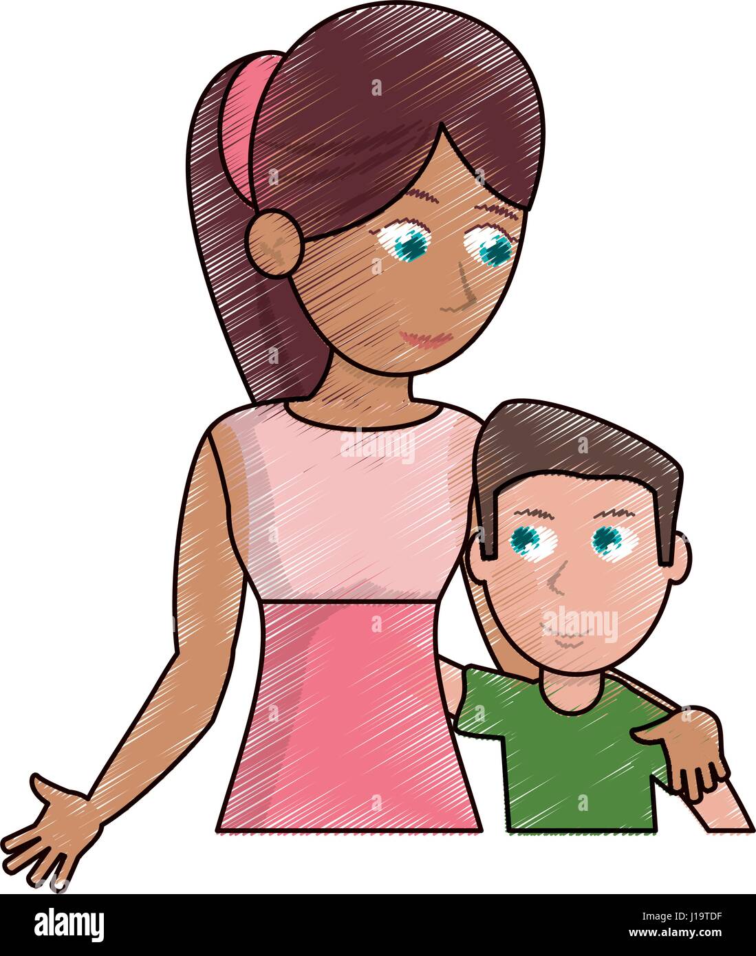 drawing mother hugging son lovely Stock Vector Image & Art - Alamy