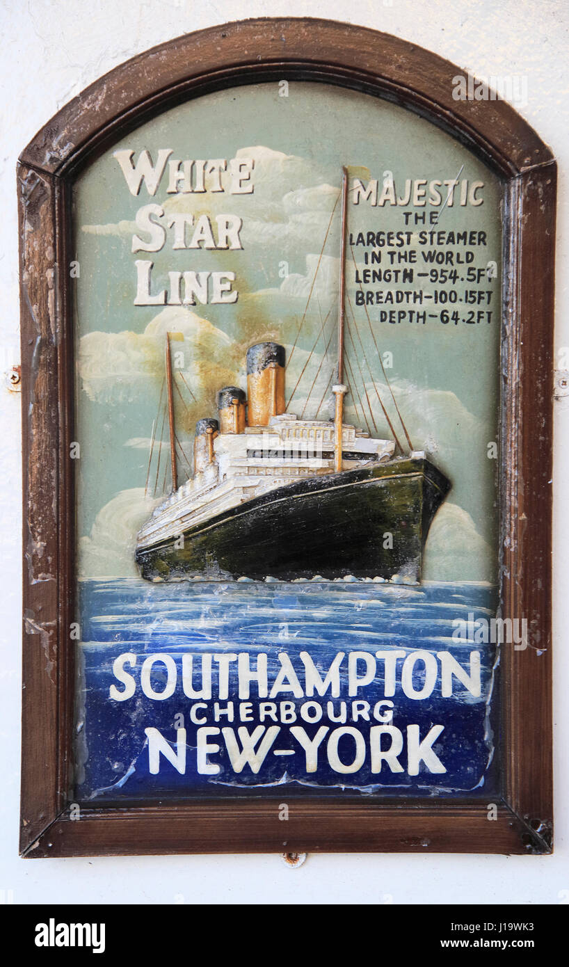 Old poster for White Star Line ship Majestic, Cobh, County Cork, Ireland, Irish Republic Stock Photo