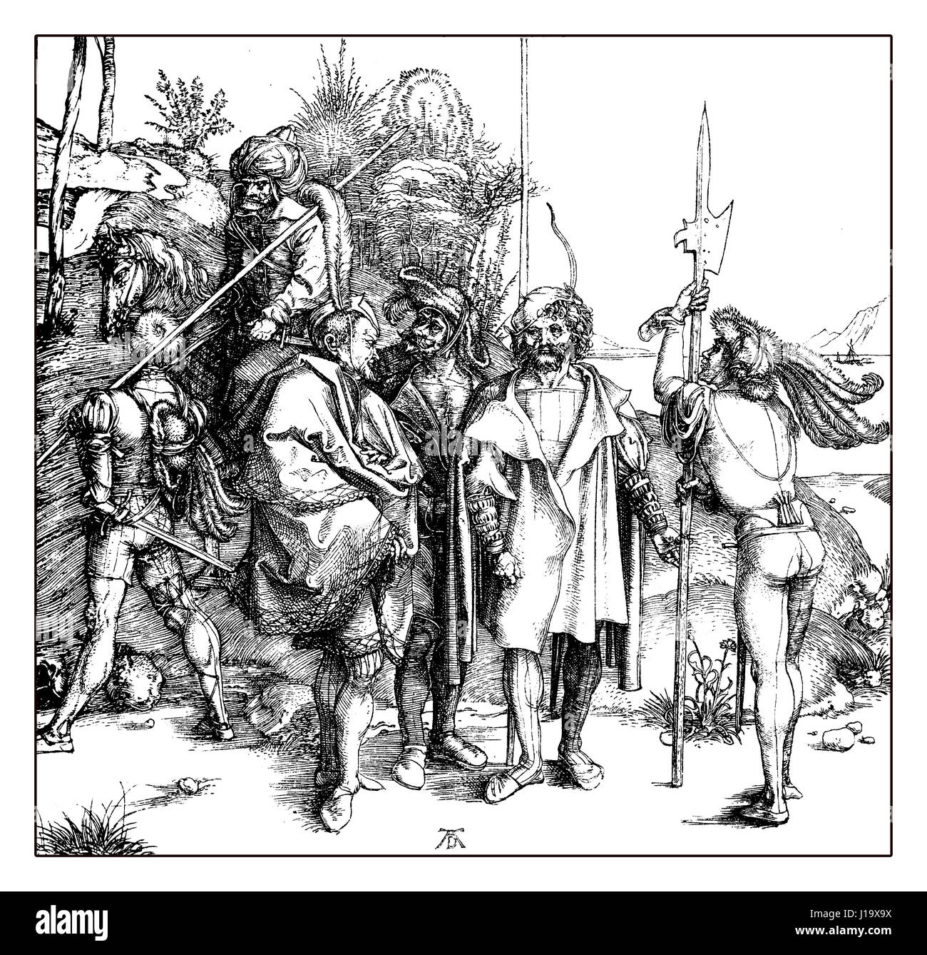 Mercenary soldiers, by Albrecht Dürer (XV-XVI century) Stock Photo
