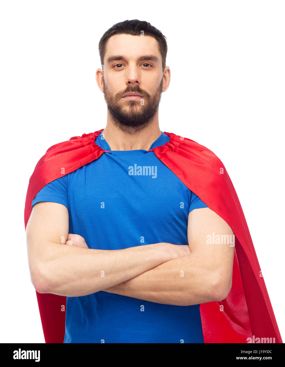 man in red superhero cape Stock Photo - Alamy