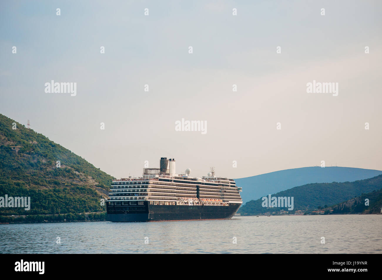 Cruise liner in the Boka Bay of Kotor Stock Photo