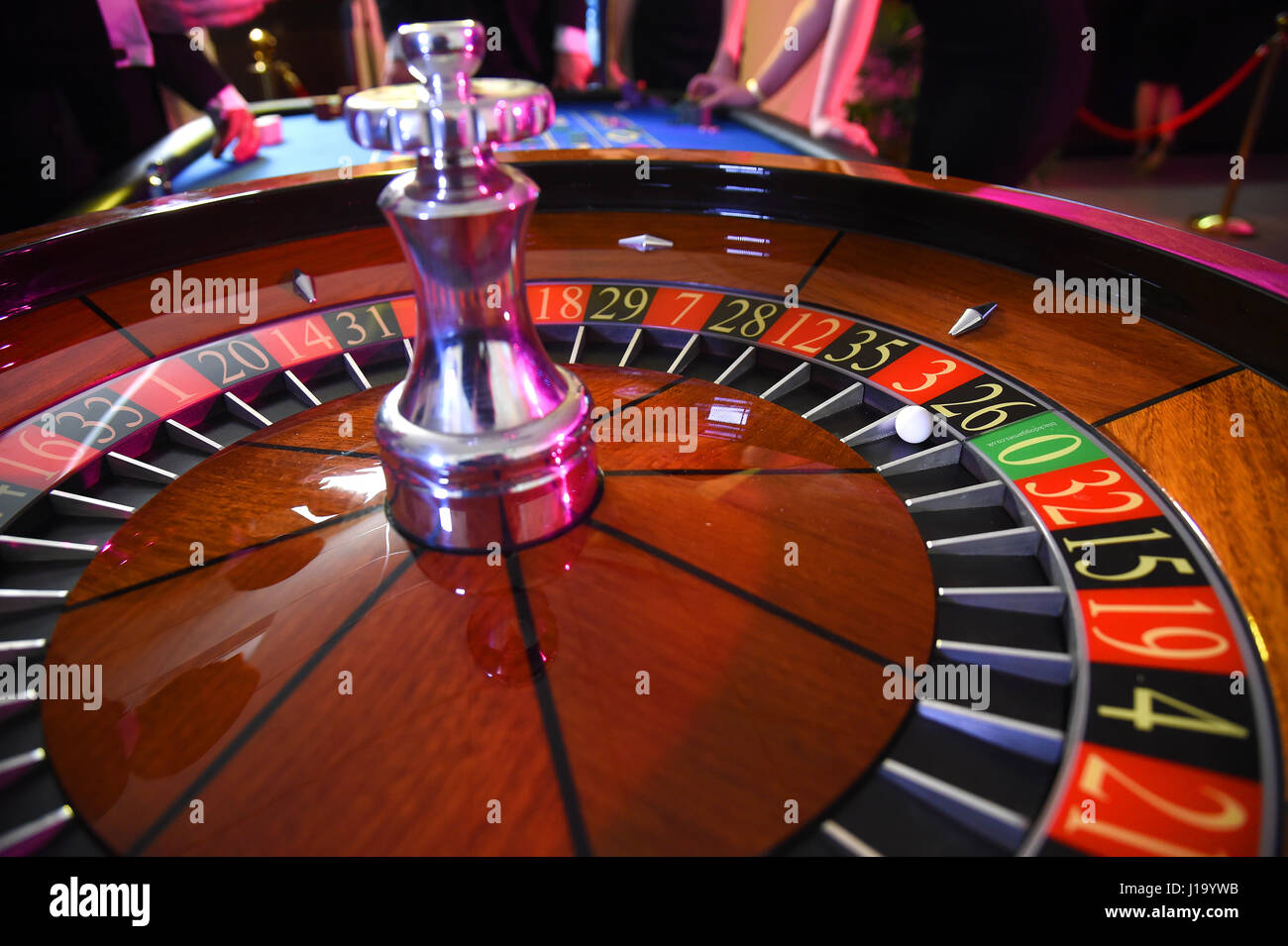 Gambling at the roulette wheel Stock Photo