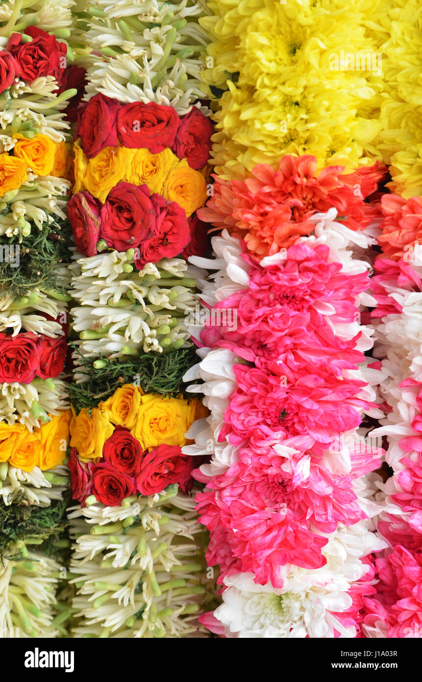 India garland for worship Hindu God in Little India, Singapore Stock ...