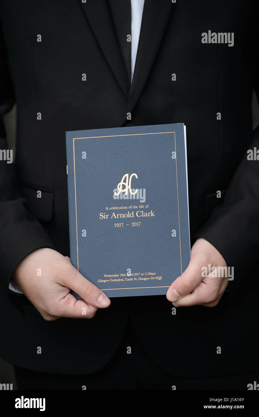 The order of service for the funeral of Sir Arnold Clark's at Glasgow