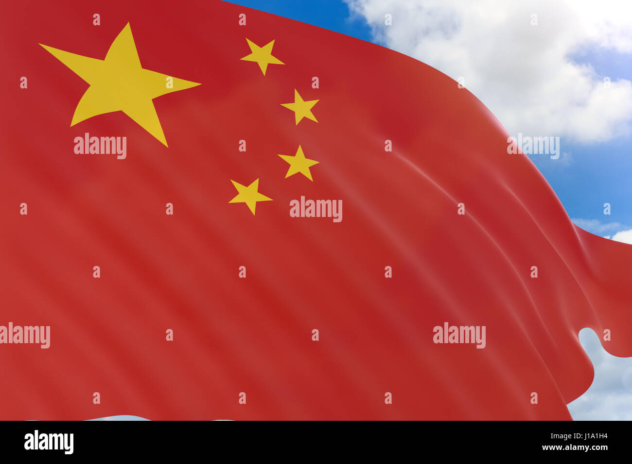 3d Rendering Of Republic Of China Flag Waving On Blue Sky Background 3d Rendering Of Republic Of China Flag Waving On Blue Sky Background