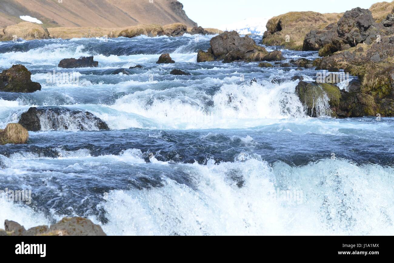 Rushing River in Iceland Stock Photo