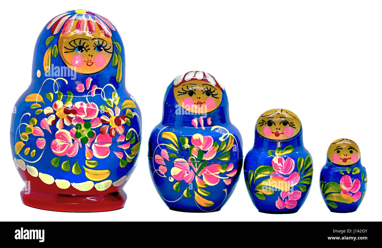 Blue Matryoshka, Russian dolls on white Background Stock Photo Alamy
