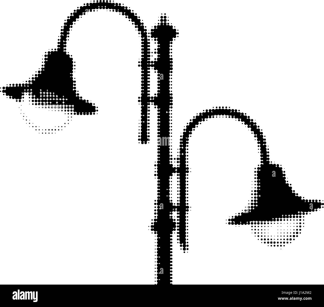 Vector half-tones image of lamps on the lamppost Stock Vector