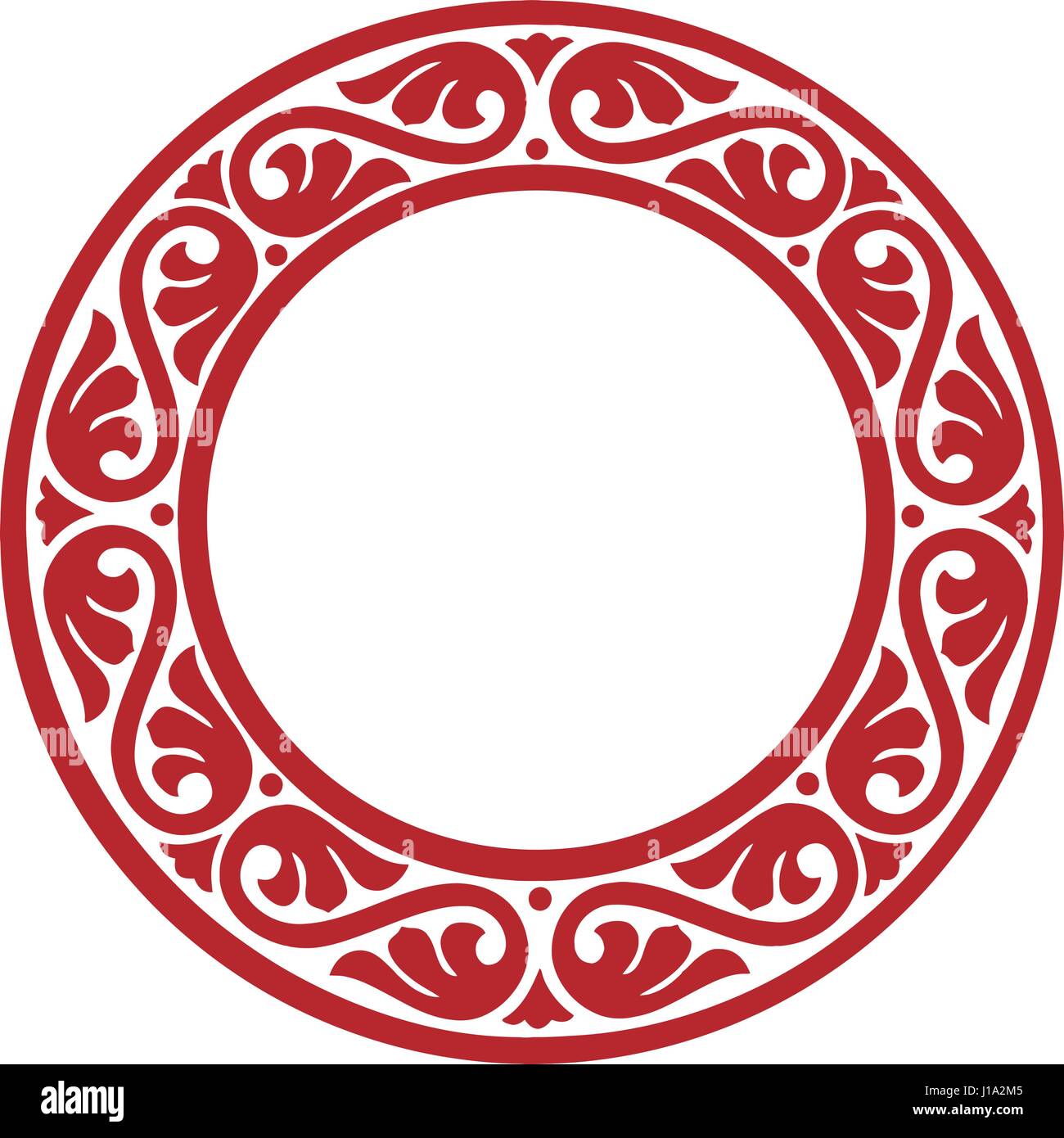 East-European traditional decorative circle framework with abstract flowers Stock Vector