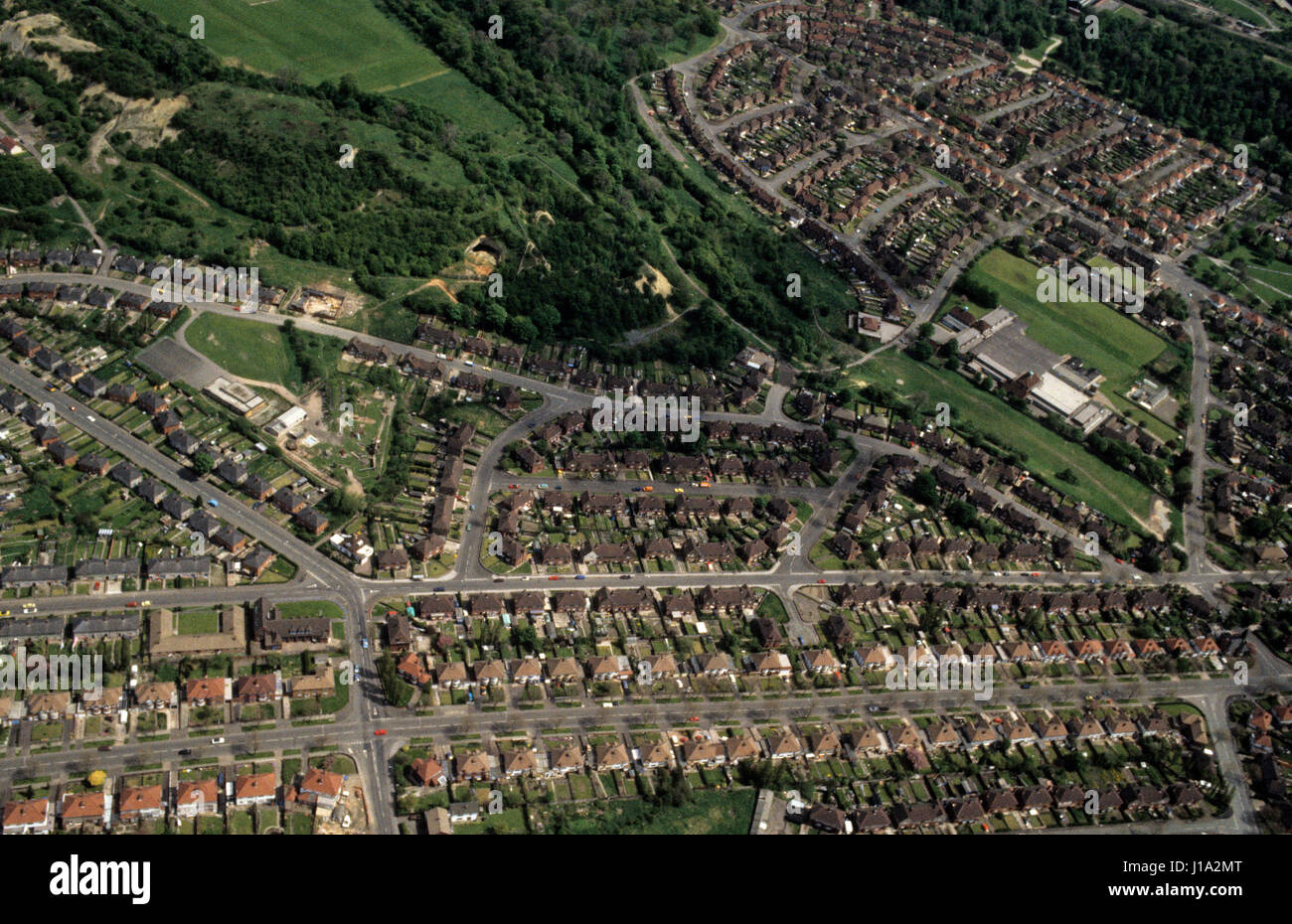 Aerial view of the Wren's Nest housing estate in Dudley, West Stock