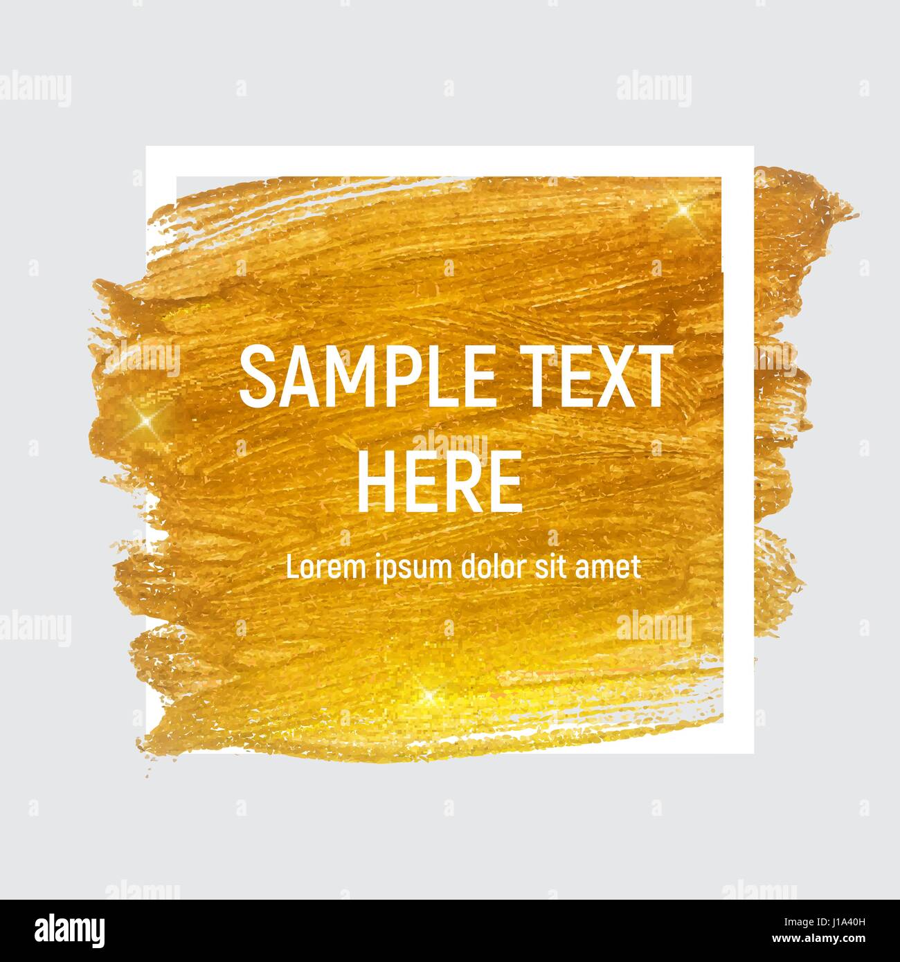 Gold Paint Glittering Textured Art with Frame and Sample Text Ve Stock Vector