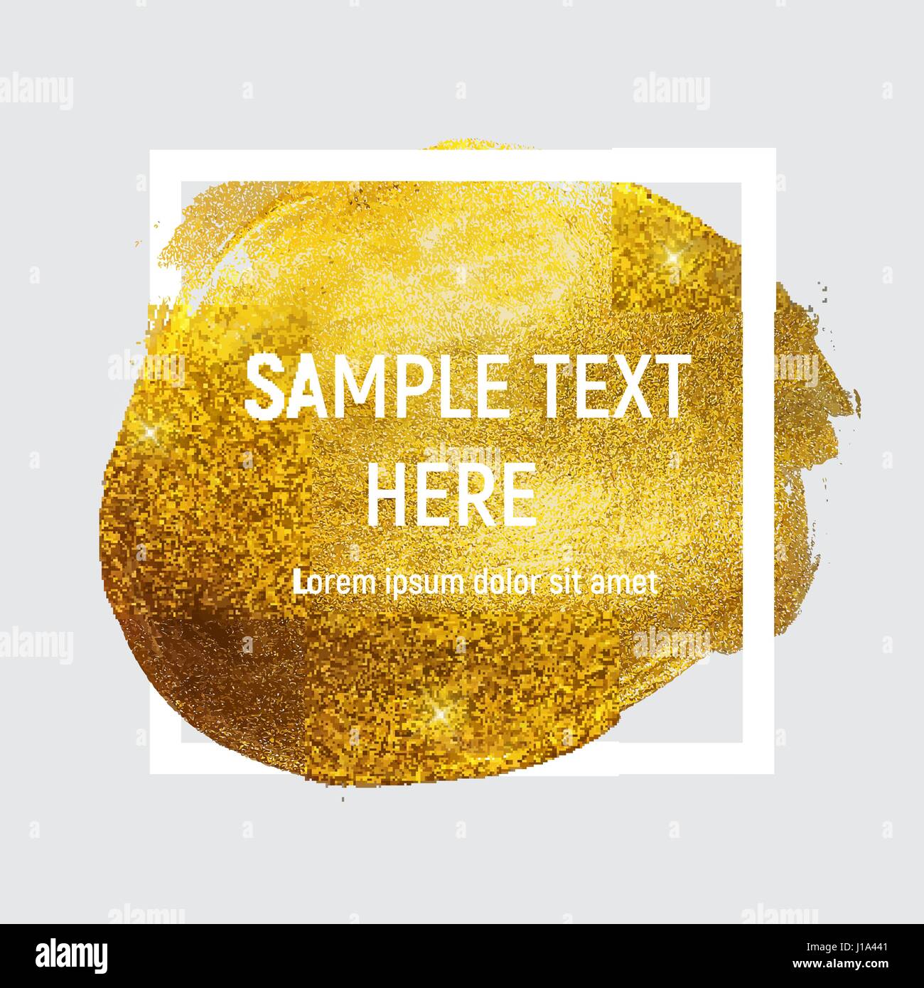 Gold Paint Glittering Textured Art with Frame and Sample Text Ve Stock Vector