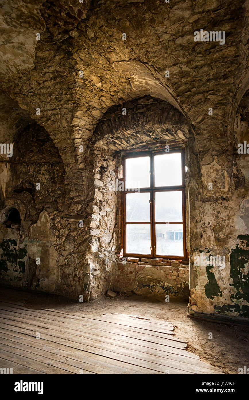 Old Window Of An Abandoned House Inside The Old Castle Stock Photo Alamy