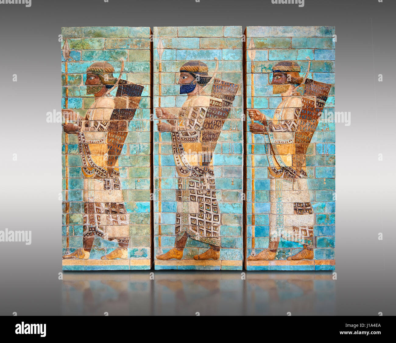 Coloured glazed terracotta brick panels depicting Achaemenid Persian ...